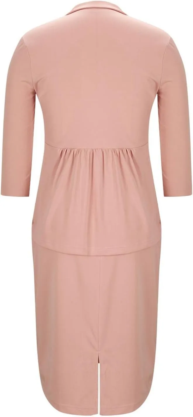 Women Dressy Solid Suits 2 Piece Set Business Skirt and 3/4 Sleeve Blazer Summer Fitted Casual Work Office Outfit