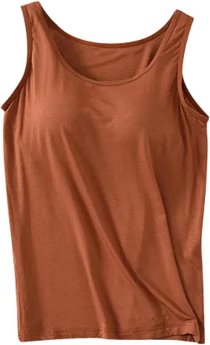 Women Shelf Bra Camisoles Tops Adjustable Spaghetti Strap Cami Tank Tops Breathable Cotton Undershirt