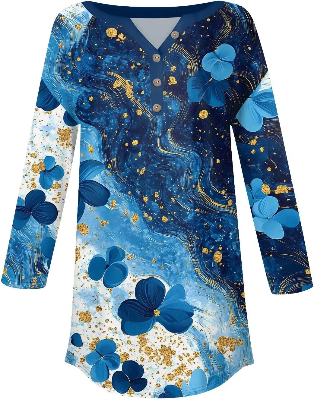 Womens 3/4 Sleeve T Shirts Comfort,Womens Summer Tops Vacation Womens Tops Summer 3/4 Sleeve Casual Floral Print Tunics