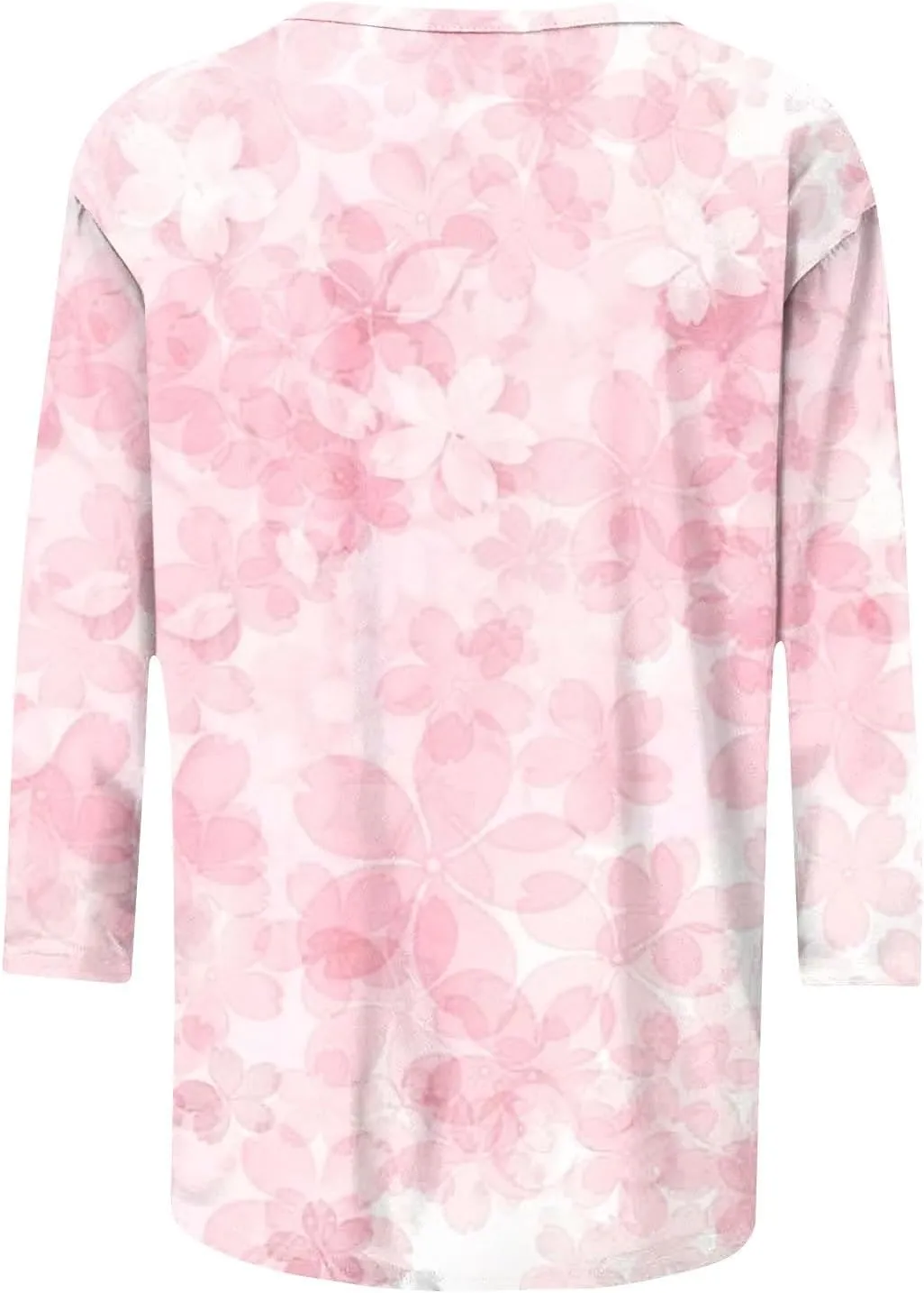 Womens 3/4 Sleeve Tops 2025 Summer Floral Print Round Neck Shirts Loose Fit Three Quarter Sleeve Tshirts