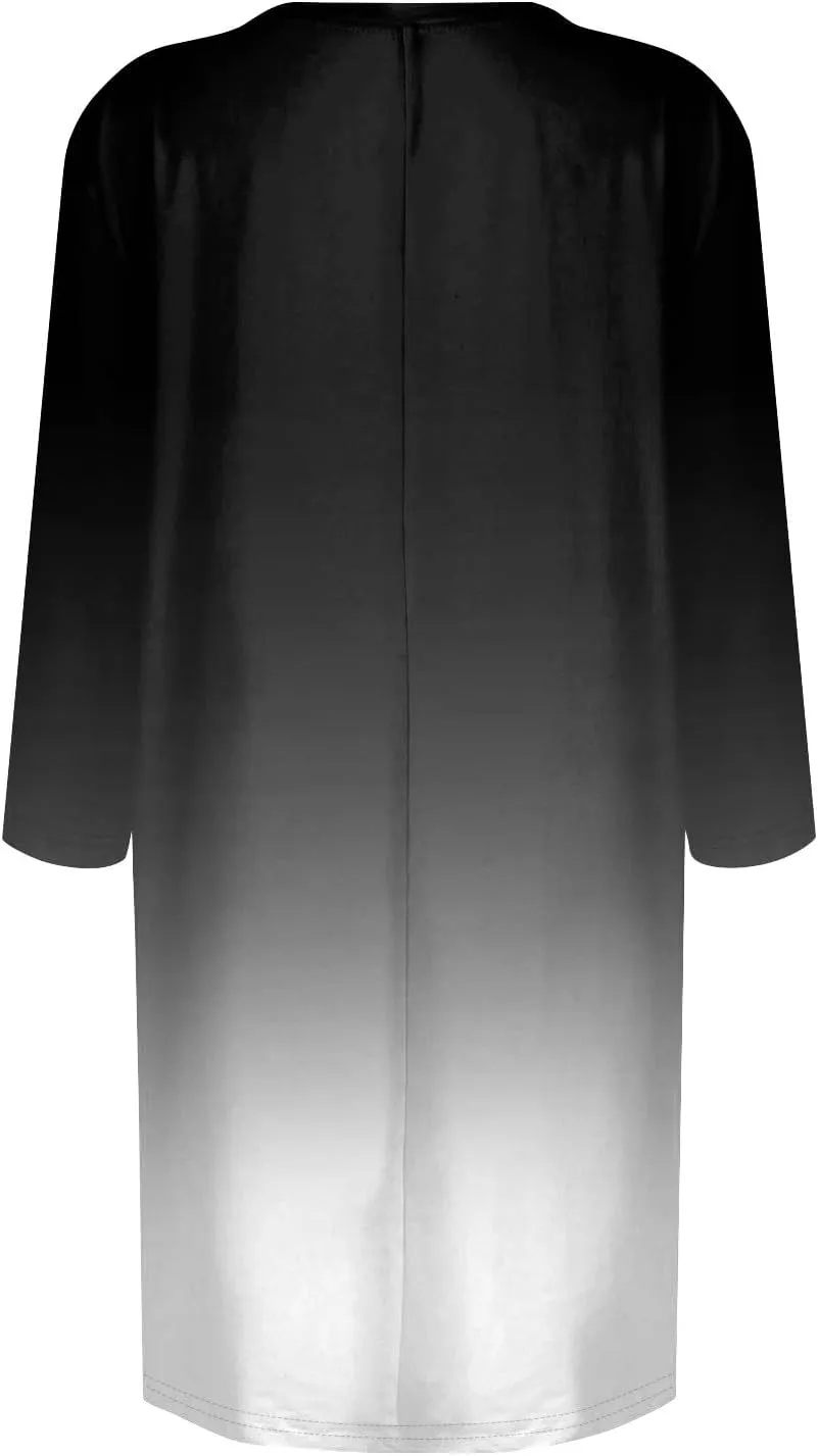Womens 3/4 Sleeve Tunics or Tops to Wear with Leggings Oversized Casual Long Shirts Tops with Pockets
