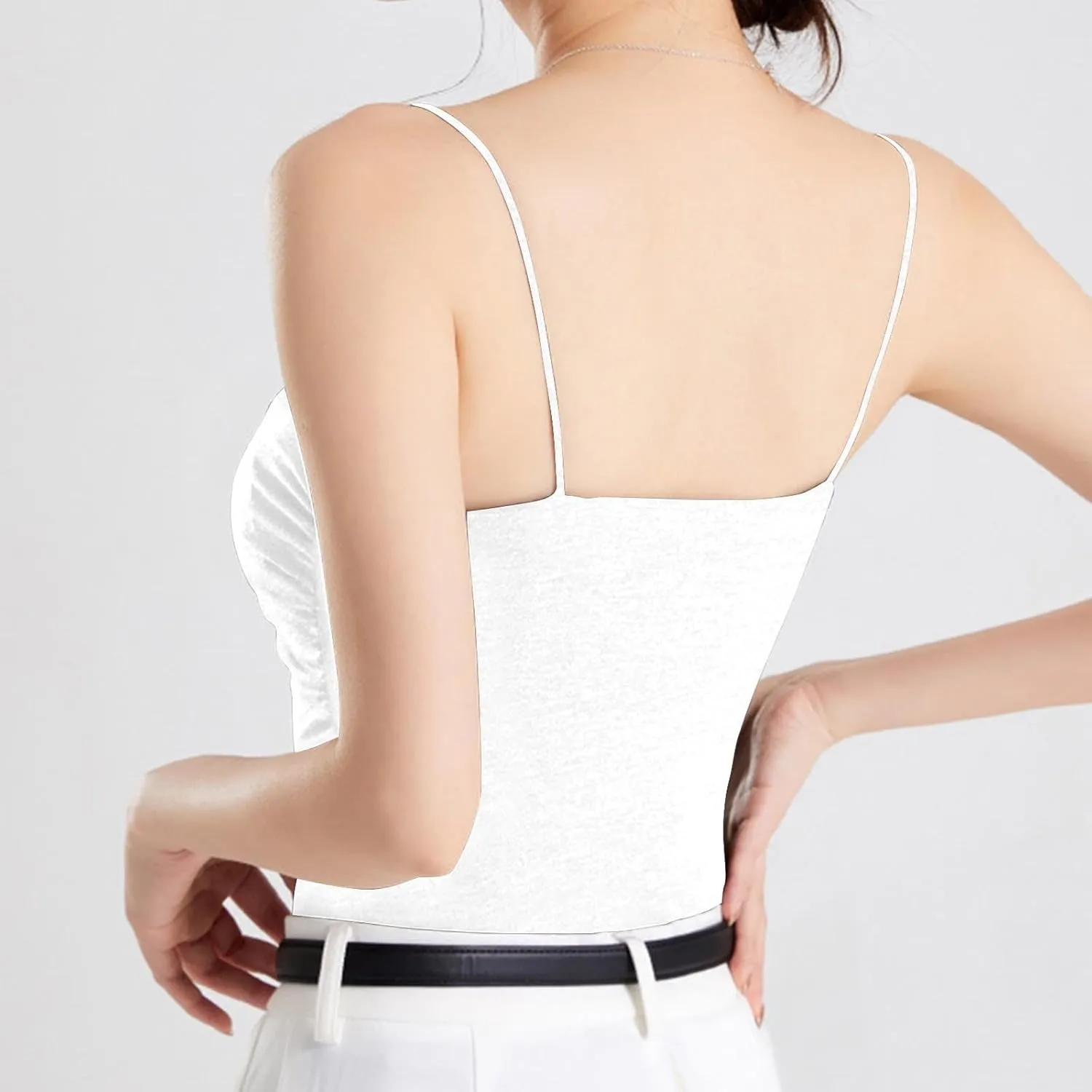 Womens Cami Tank Tops with Built in Bra Slim Fit Spaghetti Strap Shelf Bras Camisoles Summer Basic Padded Undershirts