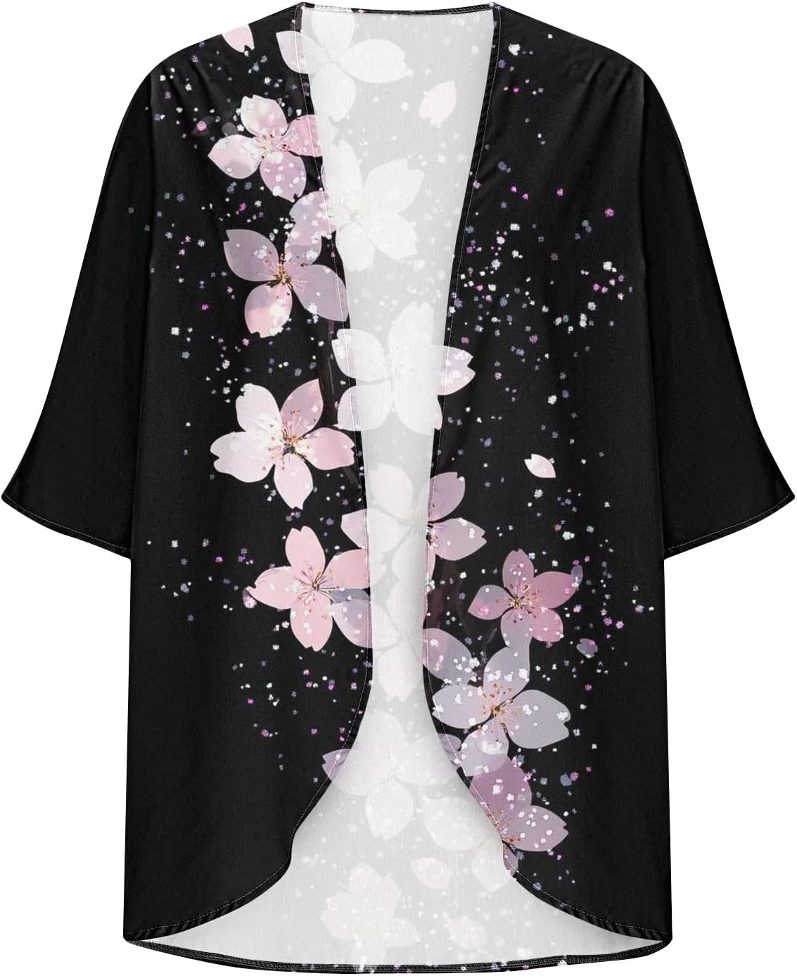 Womens Cardigan Trendy Floral 3/4 Sleeve Kimono Lightweight Open Front Cardigans Summer Beach Cover Ups