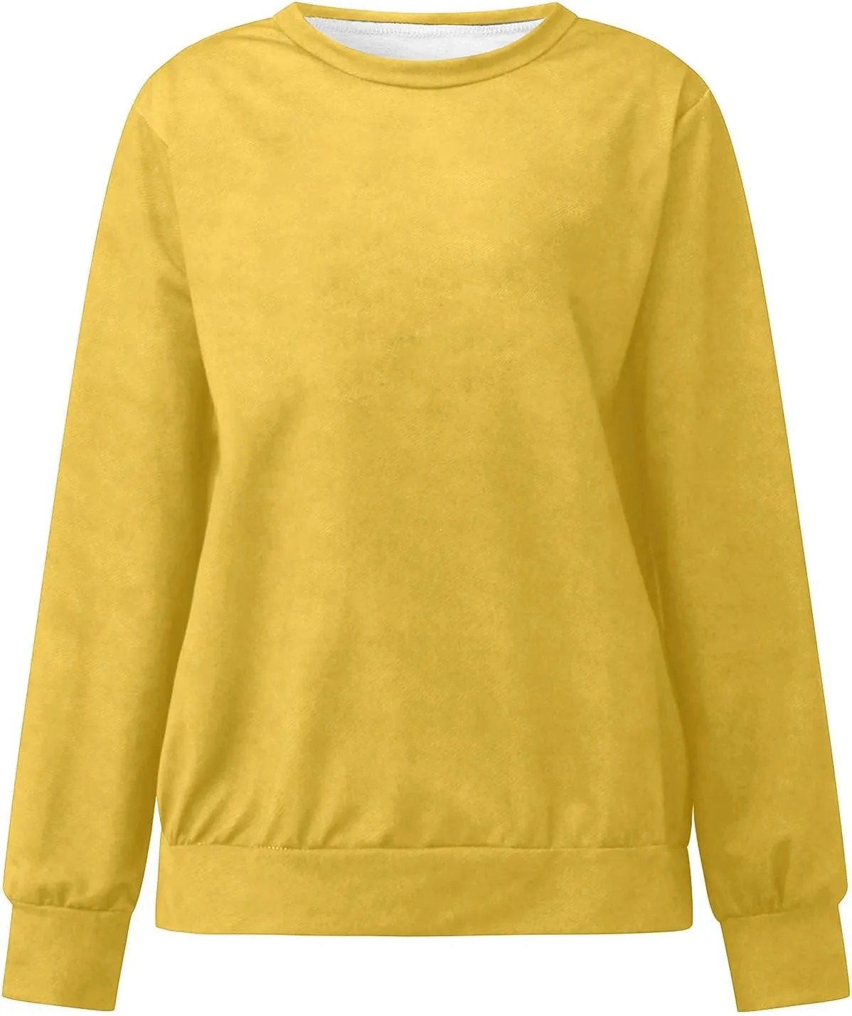 Womens Casual Sweatshirt Crewneck Loose Plain Pullover Tee Fashion Long Sleeve Lightweight Home Cozy Tunics Blouse