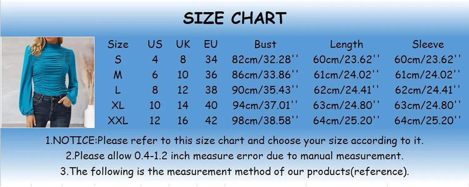 Women's Dressy T Shirts Elegant Turtleneck Ruffle Trim Long Sleeve Petite Tunics Daily Fashion Business Work Blouse