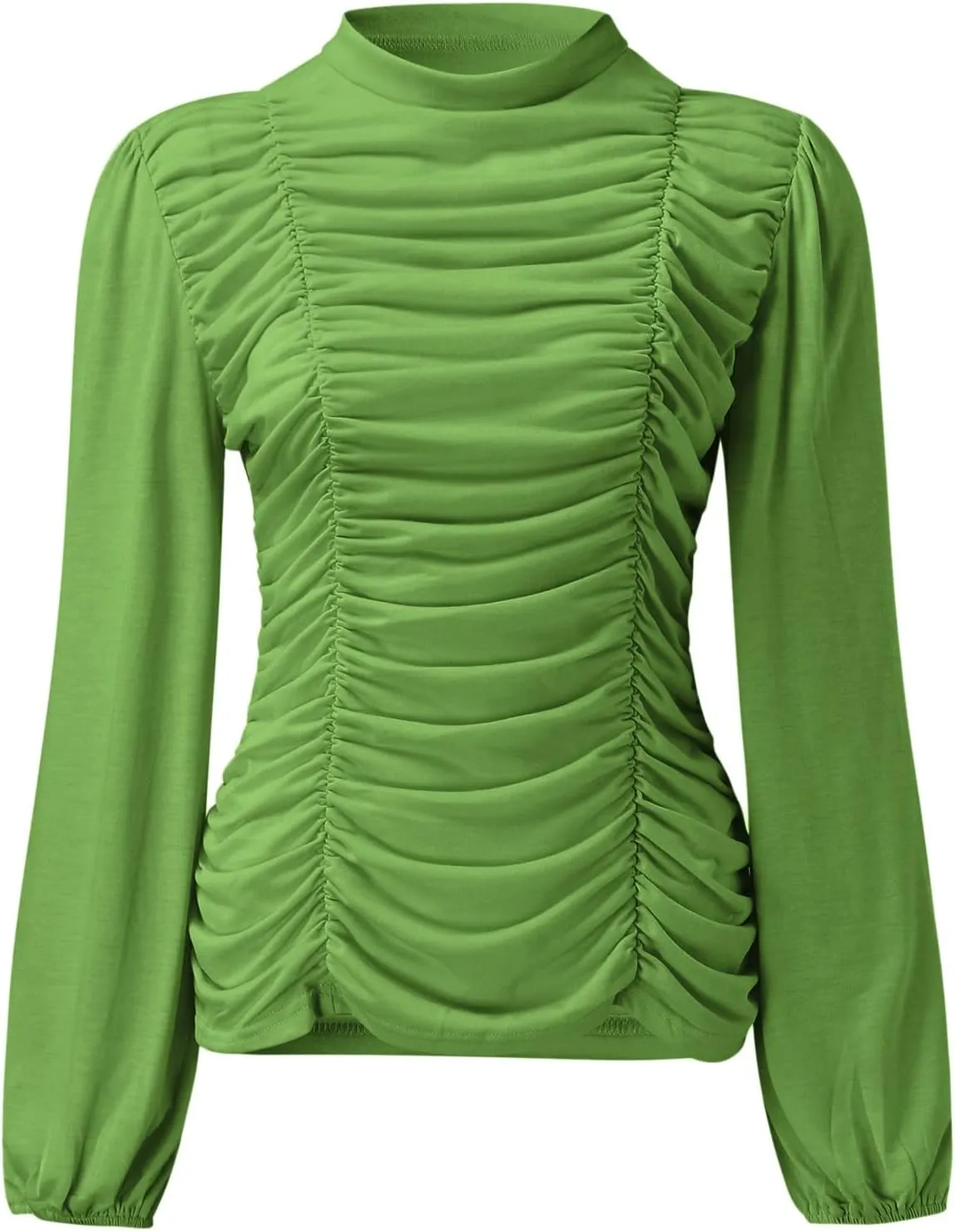 Women's Dressy T Shirts Elegant Turtleneck Ruffle Trim Long Sleeve Petite Tunics Daily Fashion Business Work Blouse