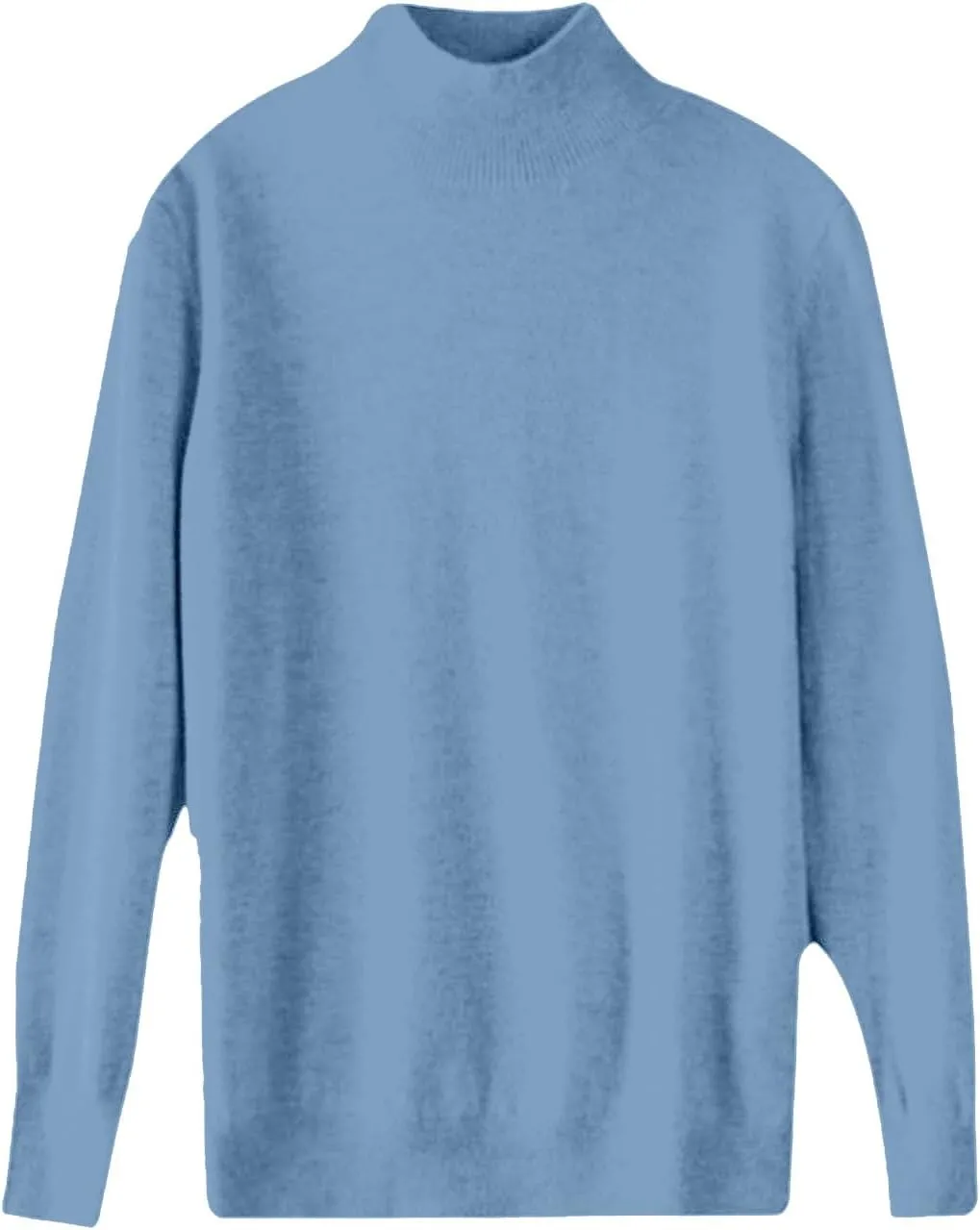 Womens Fleece Pullover Half Turtleneck Solid Color Basic Casual Sweater Tops Fashion Soft Knitted Long Sleeve Sweater