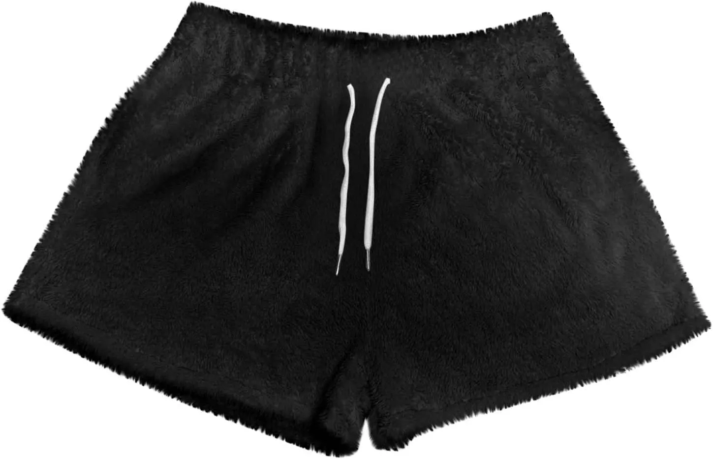 Women's Fuzzy Pajama Shorts Fleece Lounge Short Pants Comfy Drawstring Waist Sleepwear Winter Warm Loungewear