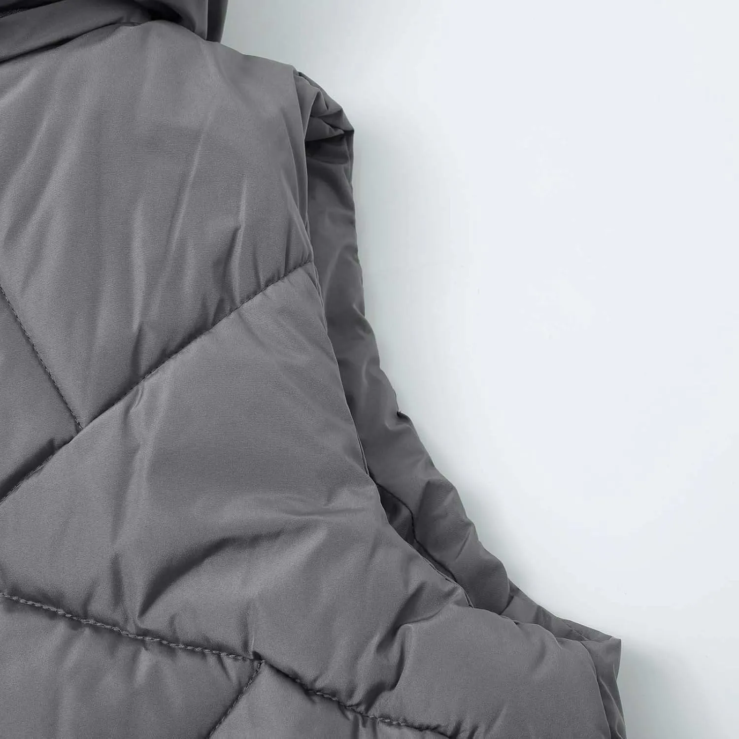 Women's Long Down Vest with Hooded Zipper Quilted Puffer Jacket Plus Size Winter Warm Slim Fit Coats Outdoor Vest