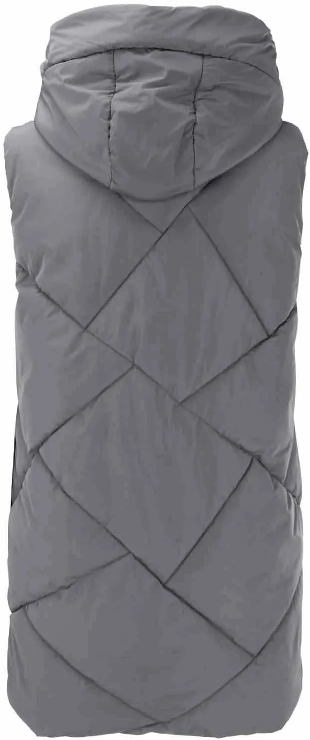 Women's Long Down Vest with Hooded Zipper Quilted Puffer Jacket Plus Size Winter Warm Slim Fit Coats Outdoor Vest
