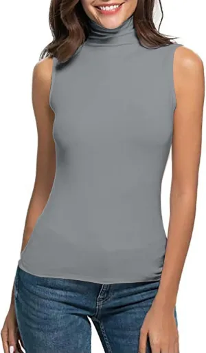 Womens Mock Turtleneck Tank Tops 2025 Summer Slim Fit Sleeveless Top Stretchy Basic Casual Pullover Layer Tee Shirts