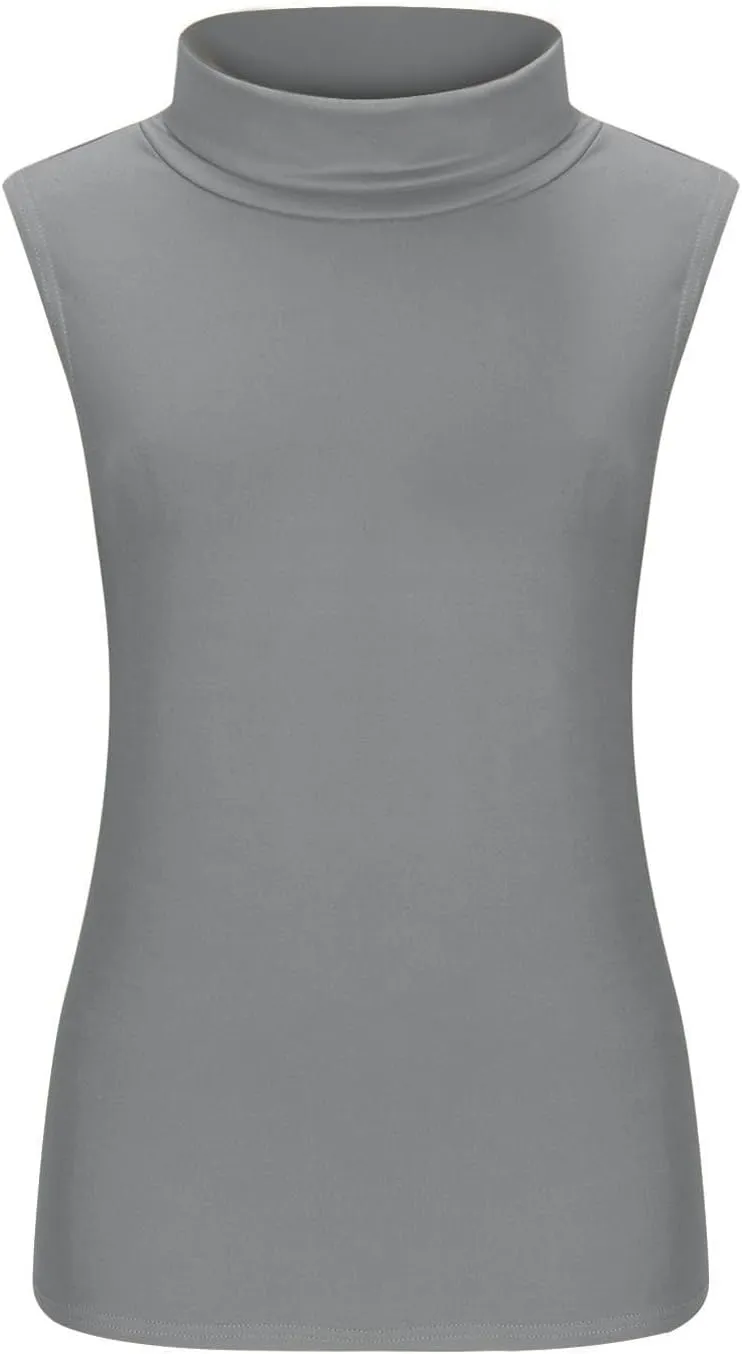 Womens Mock Turtleneck Tank Tops 2025 Summer Slim Fit Sleeveless Top Stretchy Basic Casual Pullover Layer Tee Shirts