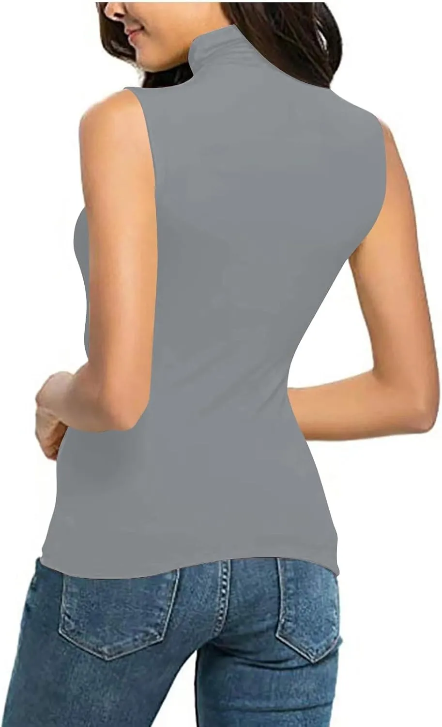 Womens Mock Turtleneck Tank Tops 2025 Summer Slim Fit Sleeveless Top Stretchy Basic Casual Pullover Layer Tee Shirts