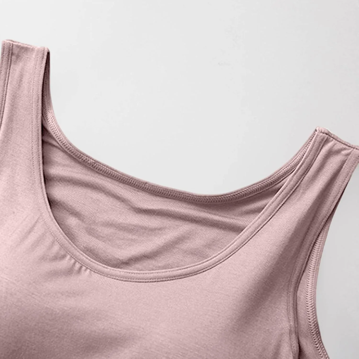 Womens Modal Built-in Bra Summer Basic Padded Yoga Shirt Shelf Bras Workout Camisole Casual Modal Undershirt