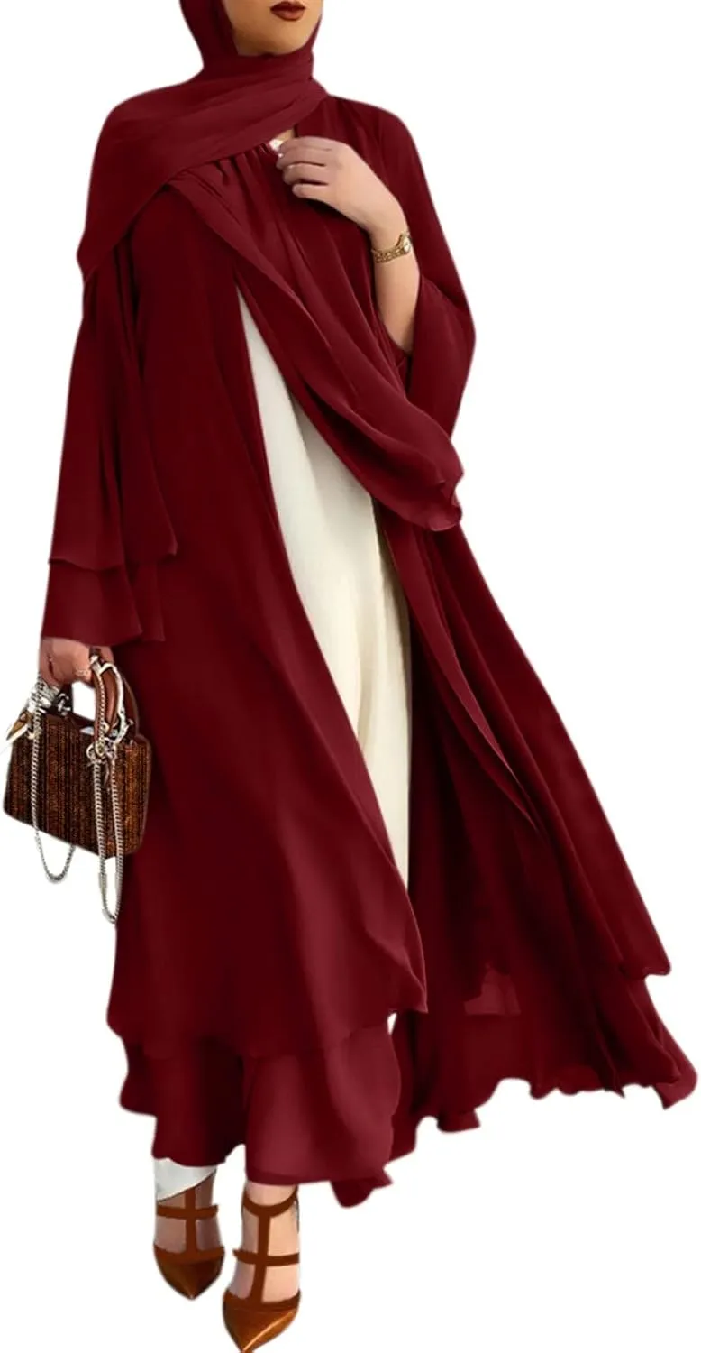 Womens Muslim Robe Loose Fancy Maxi Dress Turkey Islamic Middle East Dubai Long Gown Full Length Dress with Belt