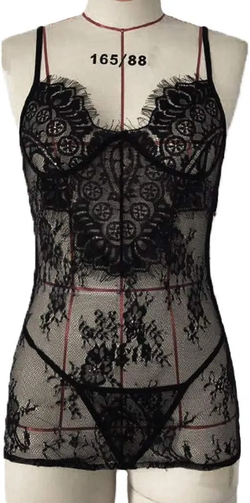 Women's Nightie Lingerie Sets for Women Sexy Lace Chemise Babydoll Mesh Sleepwear Naughty Slip Dress Flattering Teddy