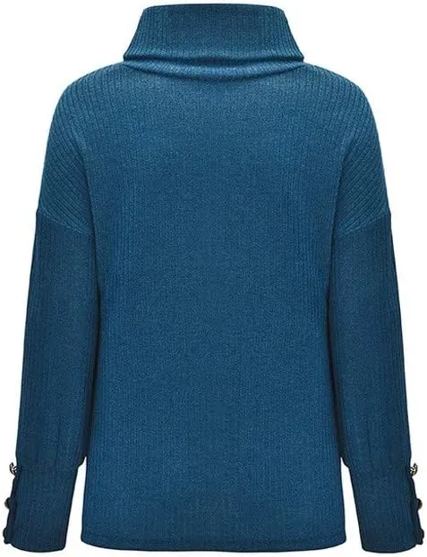Womens Oversized Turtleneck Knitted Sweater Chunky Warm Cowl Neck Long Sleeve Winter Pullover Trendy Loose Tunic Tops