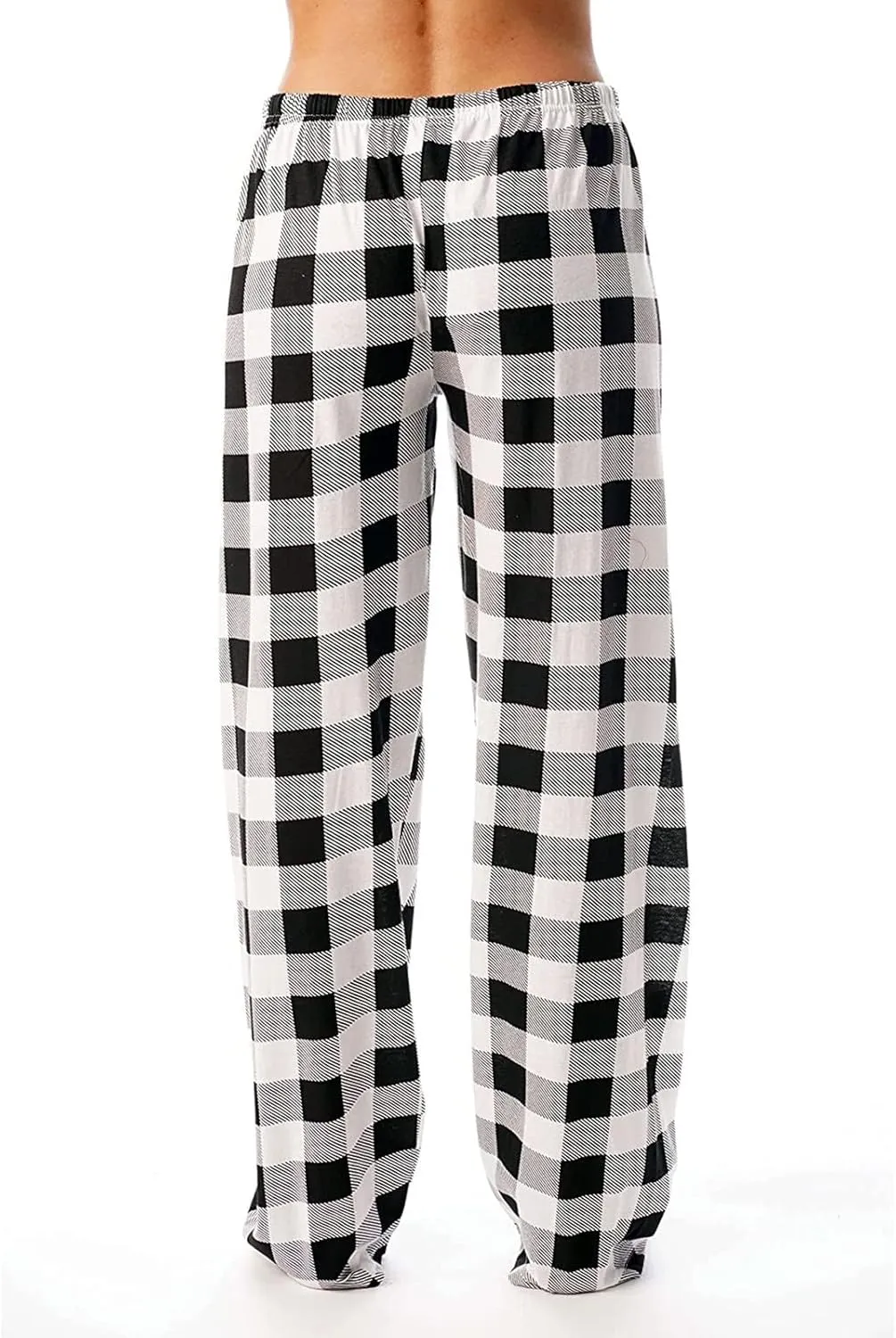 Womens Pajama Pants Comfy Stretch Wide Leg Unisex Family Sleep Pants Plus Size Checkered Fleece Plaid Bottoms