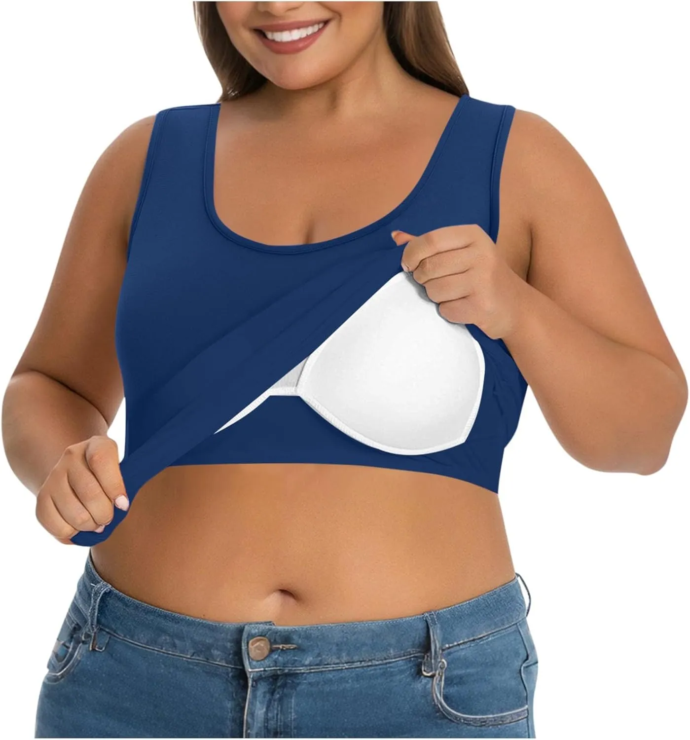 Womens Plus Size Tank Tops with Built in Bra Padded Camisole Shelf Bra Workout Yoga Shirt Casual Basic Undershirt