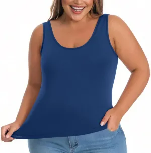 Womens Plus Size Tank Tops with Built in Bra Padded Camisole Shelf Bra Workout Yoga Shirt Casual Basic Undershirt