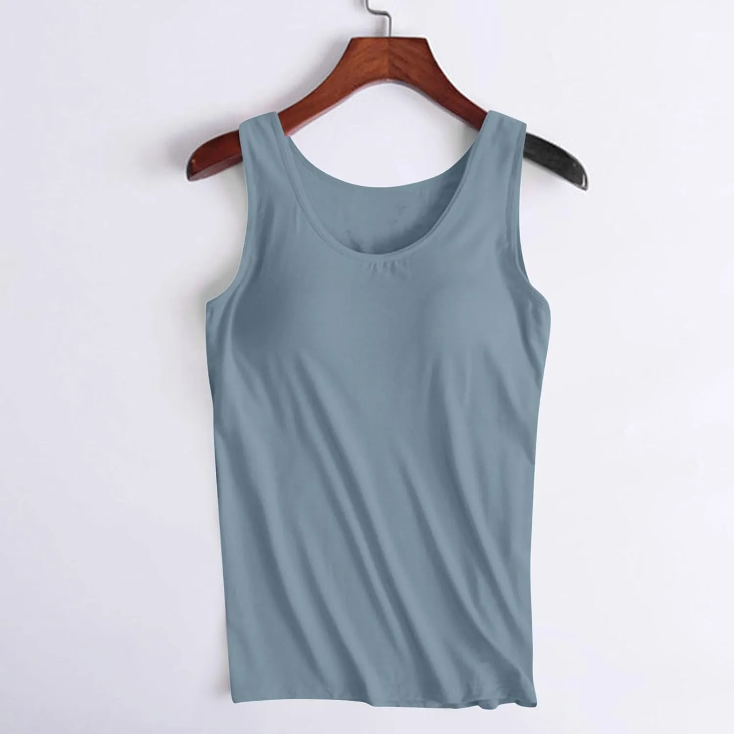 Womens Plus Size Tank Tops with Built in Bra Padded Camisole Shelf Bra Workout Yoga Shirt Casual Basic Undershirt