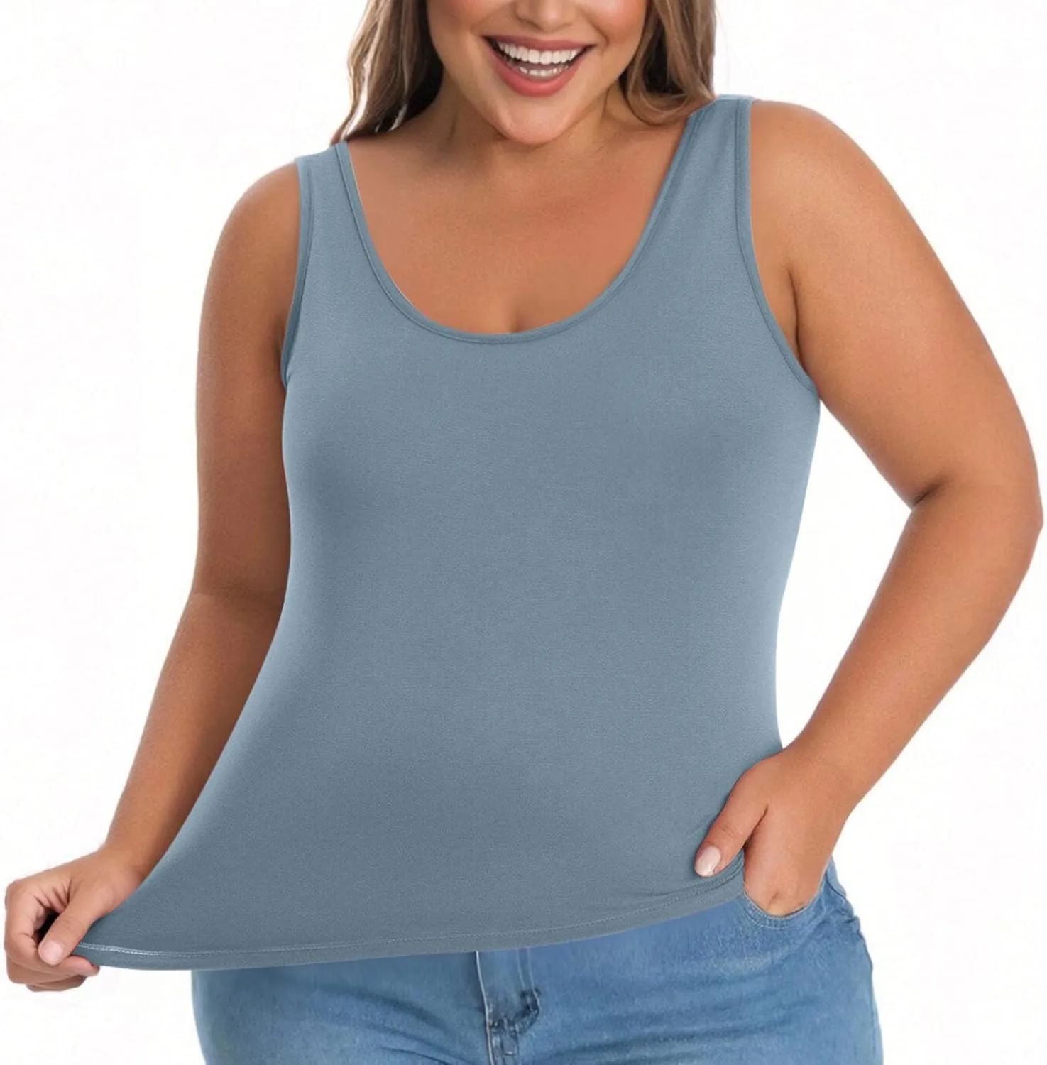 Womens Plus Size Tank Tops with Built in Bra Padded Camisole Shelf Bra Workout Yoga Shirt Casual Basic Undershirt