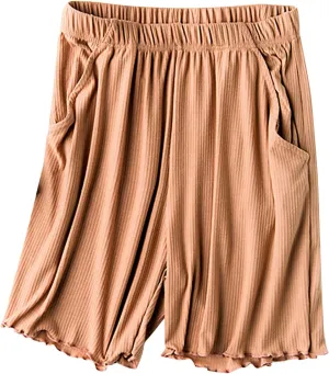 Women's Ribbed Pajama Shorts with Ruffled Hem and Pockets Casual Home Y2K Pj Boxers Short Summer Beach Bottom