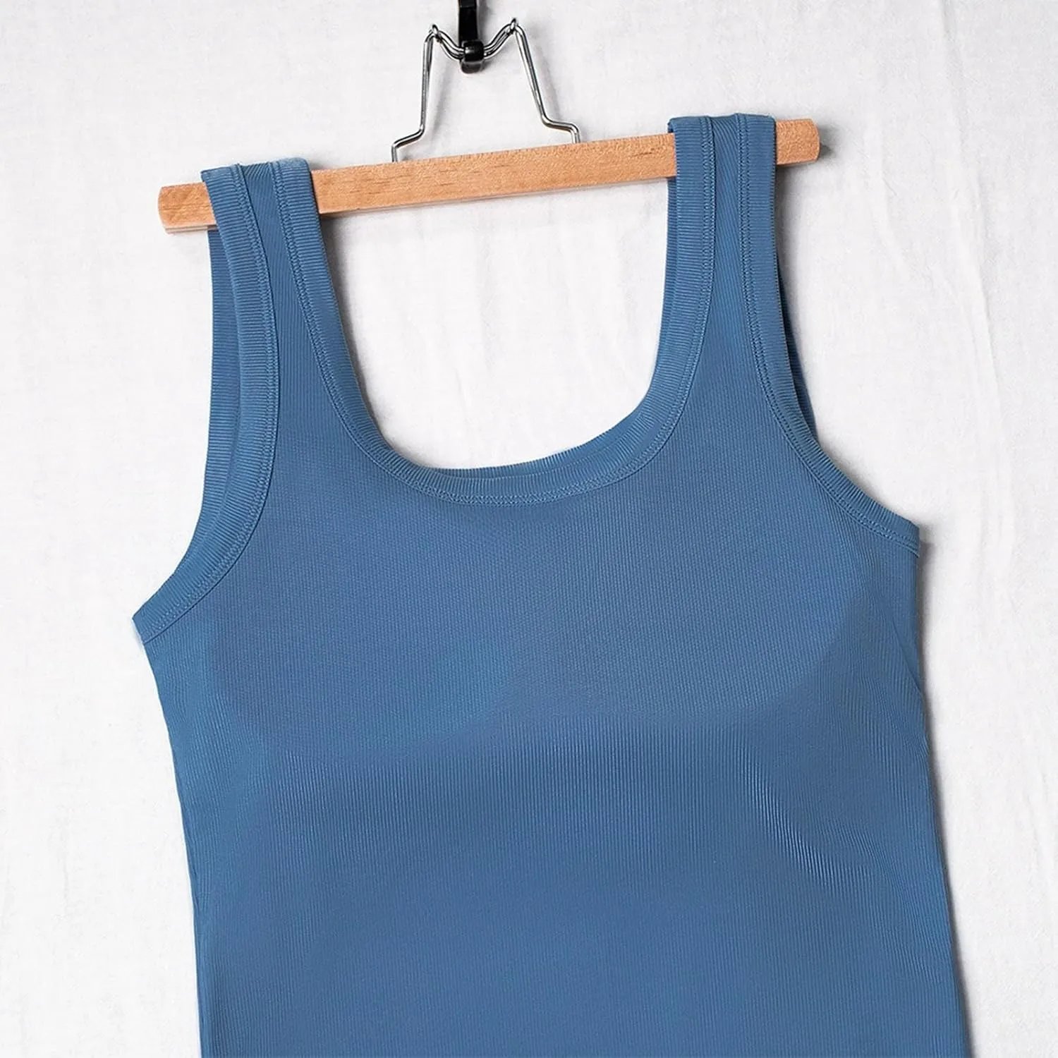 Women's Ribbed Racerback Built-in Bra Tank Tops with Convertible Necklines & Removable Breathable Undershirts