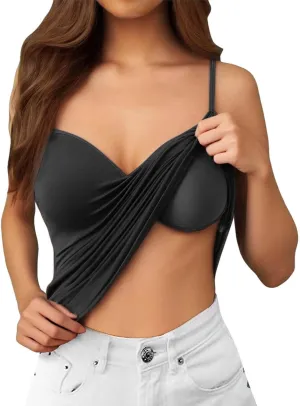 Women's Seamless Support Camisoles Built-In Bra Yoga Tanks with No Underwire & Padded Cups Workout Tops