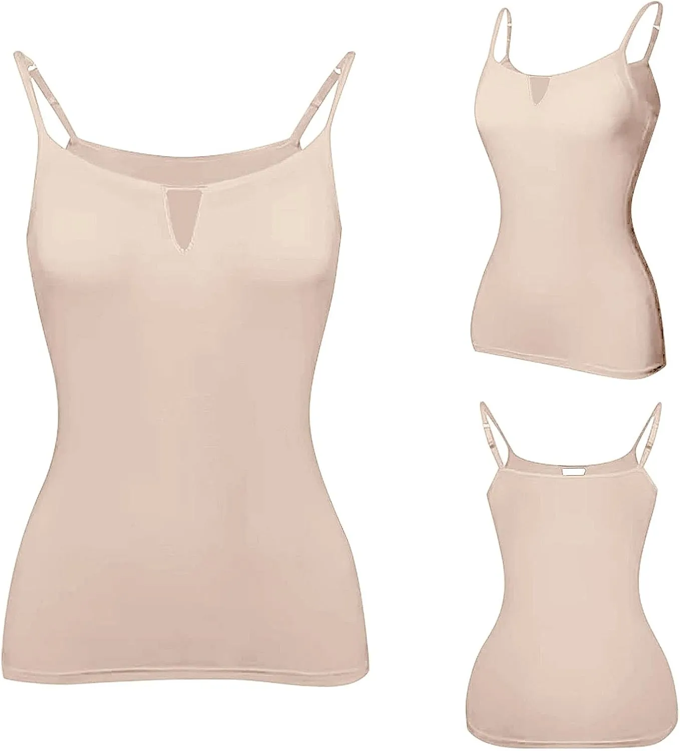 Women's Shelf Bra Camisole Tops Adjustable Spaghetti Strap Basic Cami Key Hole Yoga Shirts Tank Cotton Undershirts