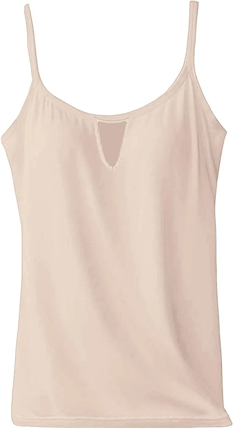 Women's Shelf Bra Camisole Tops Adjustable Spaghetti Strap Basic Cami Key Hole Yoga Shirts Tank Cotton Undershirts