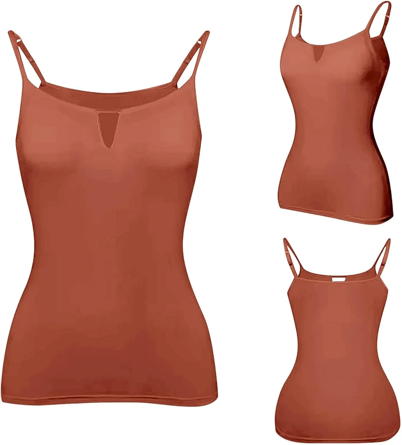 Women's Shelf Bra Camisole Tops Adjustable Spaghetti Strap Basic Cami Key Hole Yoga Shirts Tank Cotton Undershirts