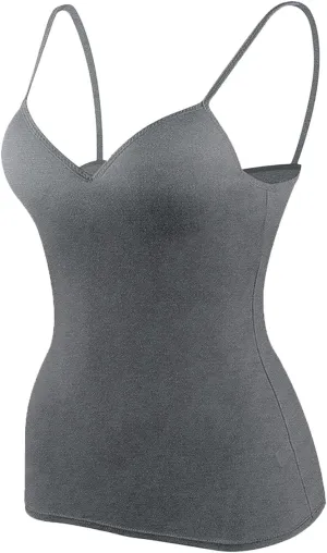 Women's Shelf Bra Camisoles Tops Spaghetti Strap Cami Tank Seamless Cotton Layering Undershirts