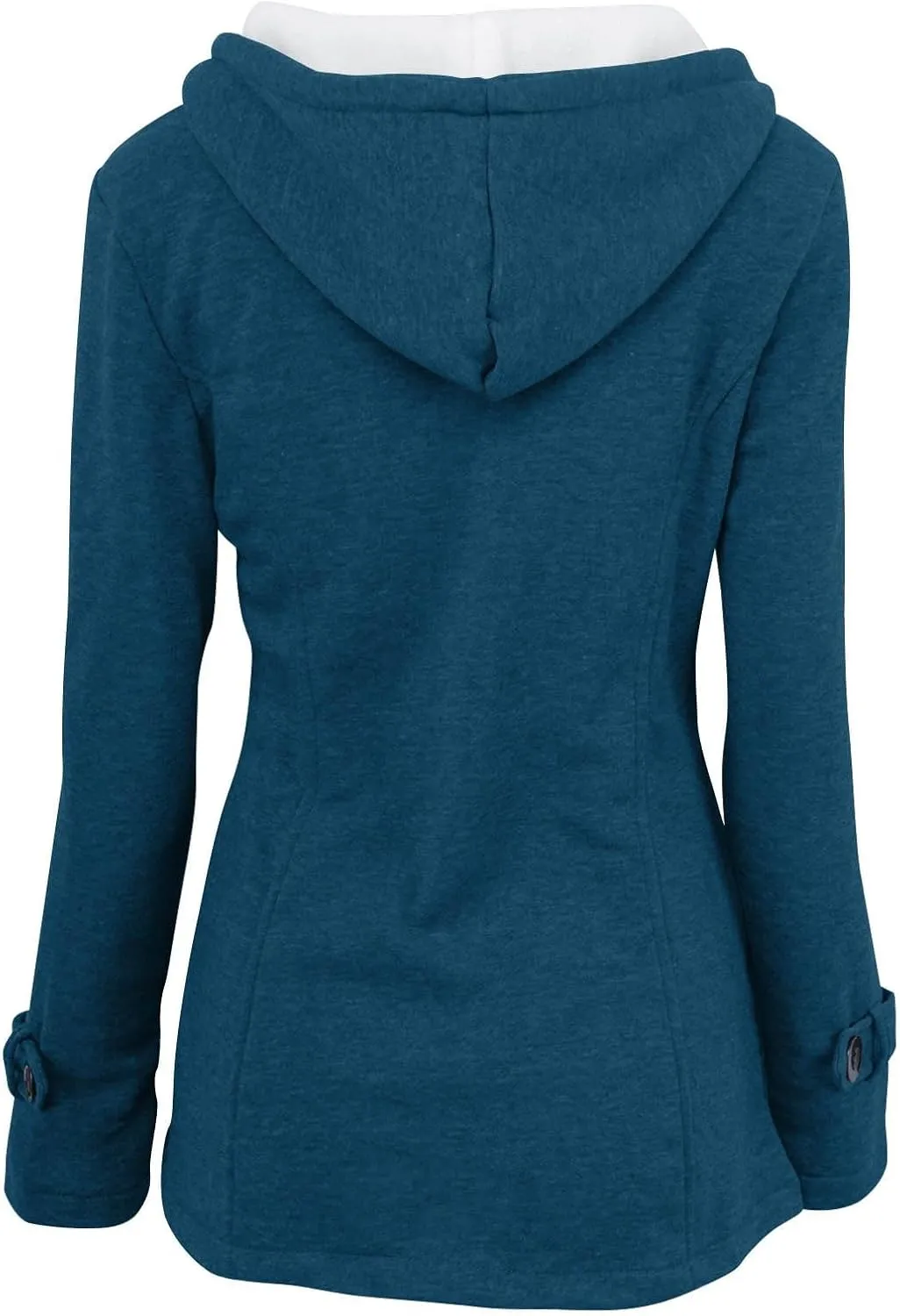 Womens Sherpa Fleece Lined Jackets Thicken Warm Winter Hooded Coat Slim Fit Horn Buttons Parkas Jacket with Pockets