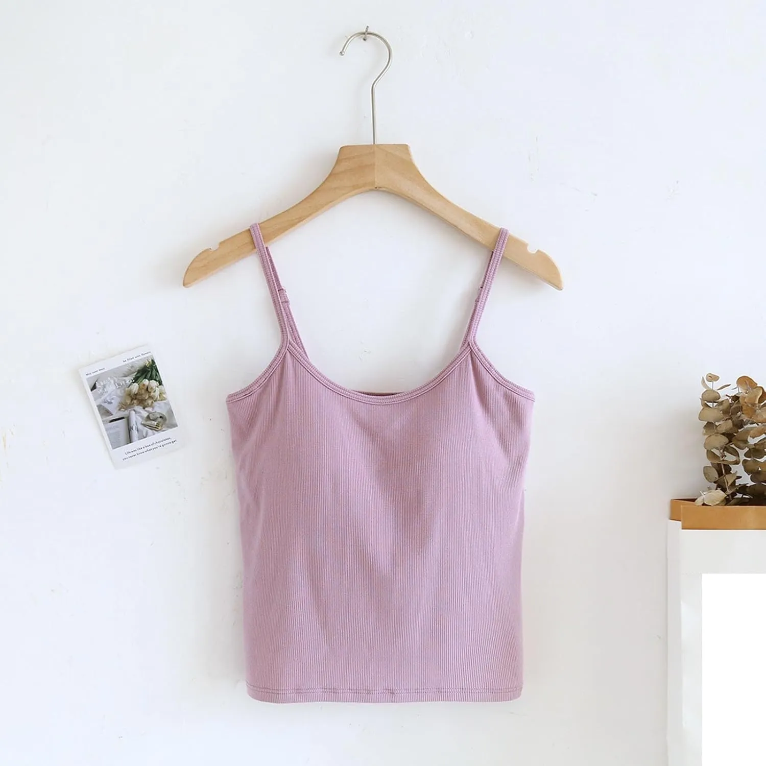 Womens Spaghetti Strap Tank Top Solid Color Smooth Soft High Elastic Crop Tanks Trending Racerback Undershirts