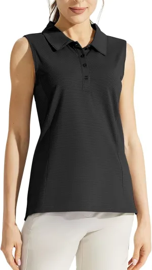 Women's Summer Solid Color Button T Shirt Stand Up Collar Sleeveless Casual Sports Top Tennis T Loose Casual T Shirt