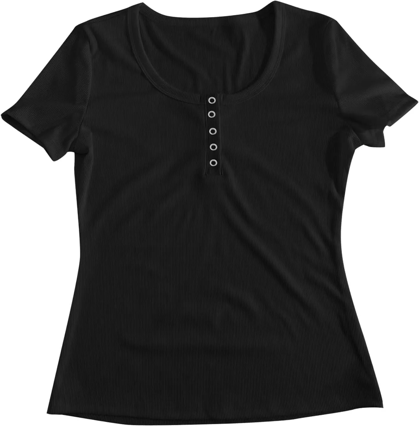 Womens Summer Tops Henley T Shirts Short Sleeve Going Out Crop Cute Ribbed Basic Casual Spring Fashion Y2k Clothes 2025