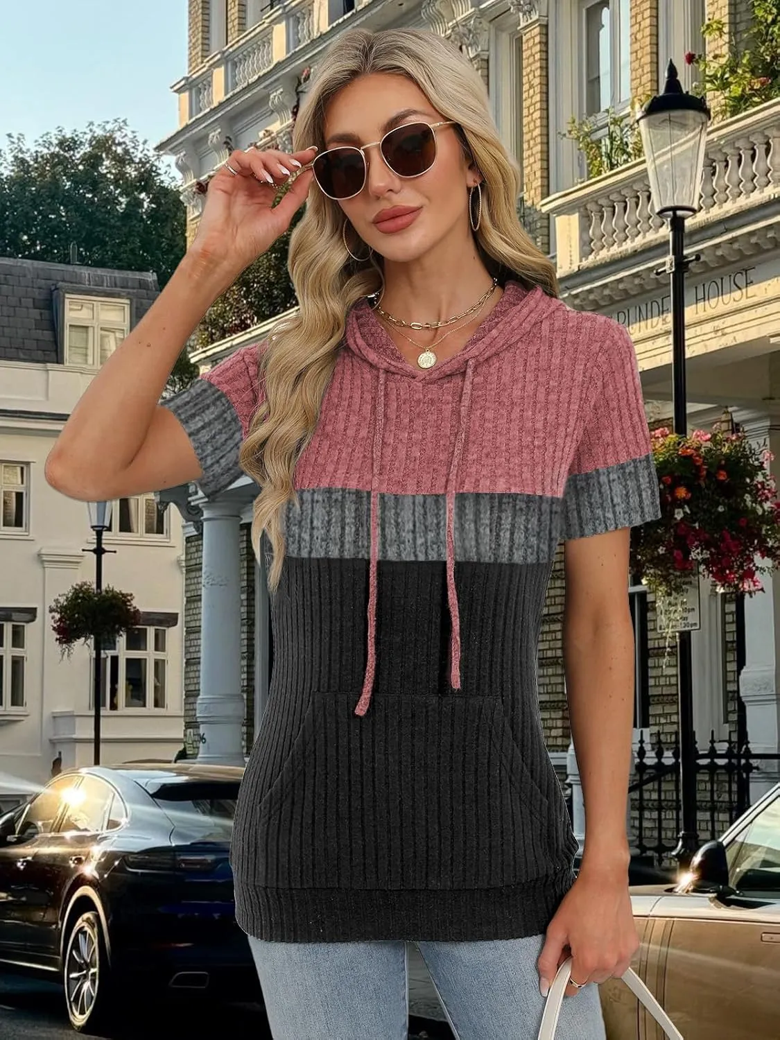 Womens Summer Tops Short Sleeve Hoodies for Women Spring Sweatshirts Casual T Shirts Fashion Tunics