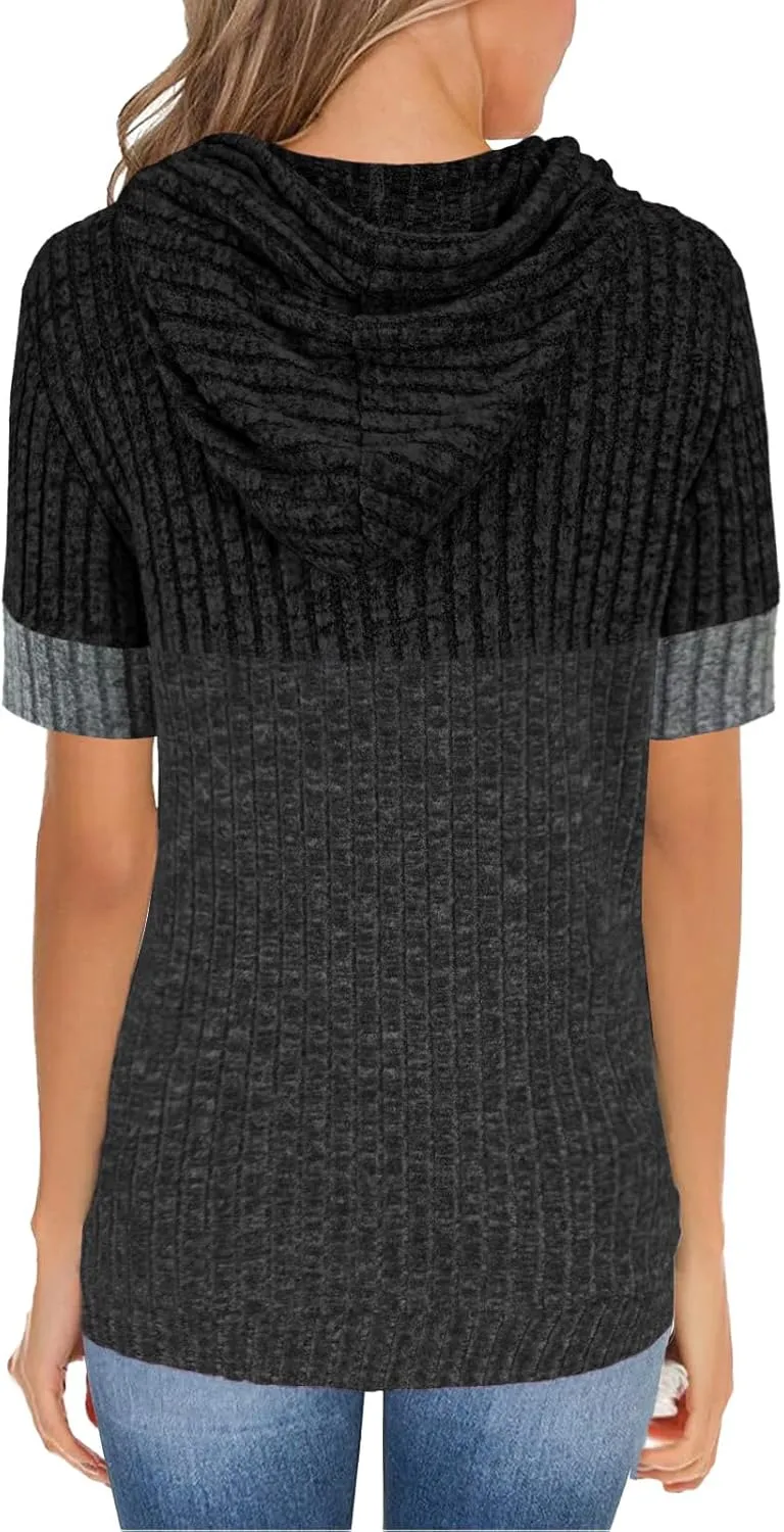 Womens Summer Tops Short Sleeve Hoodies for Women Spring Sweatshirts Casual T Shirts Fashion Tunics