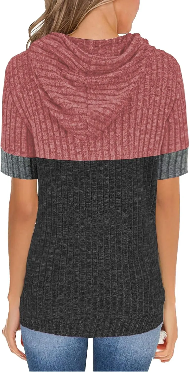 Womens Summer Tops Short Sleeve Hoodies for Women Spring Sweatshirts Casual T Shirts Fashion Tunics
