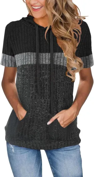 Womens Summer Tops Short Sleeve Hoodies for Women Spring Sweatshirts Casual T Shirts Fashion Tunics
