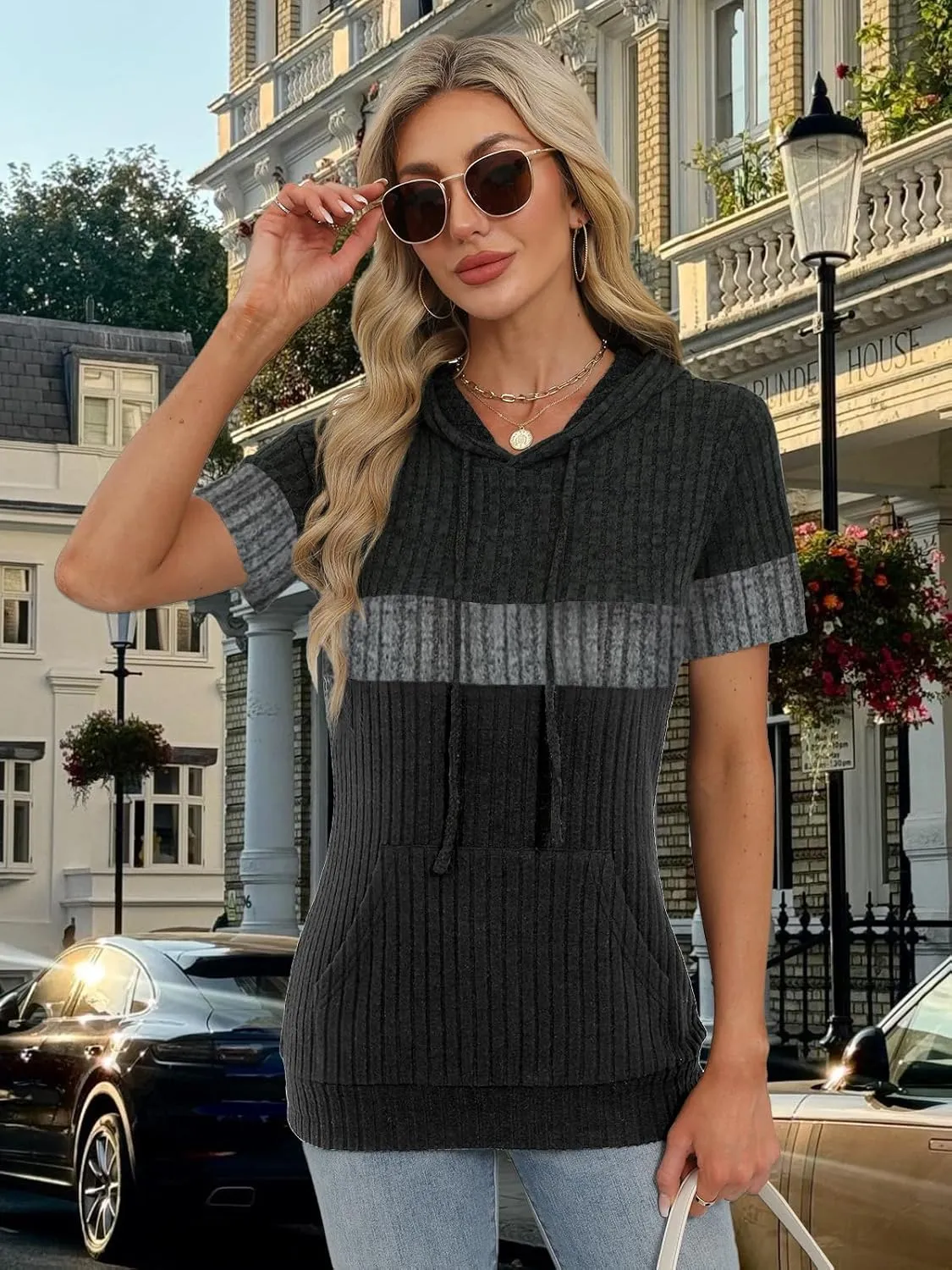 Womens Summer Tops Short Sleeve Hoodies for Women Spring Sweatshirts Casual T Shirts Fashion Tunics