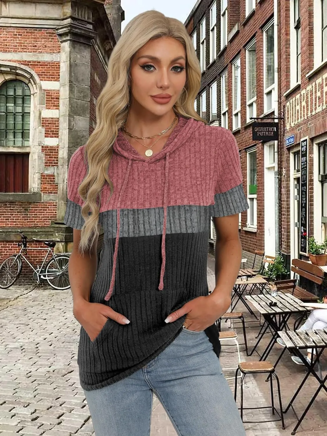 Womens Summer Tops Short Sleeve Hoodies for Women Spring Sweatshirts Casual T Shirts Fashion Tunics