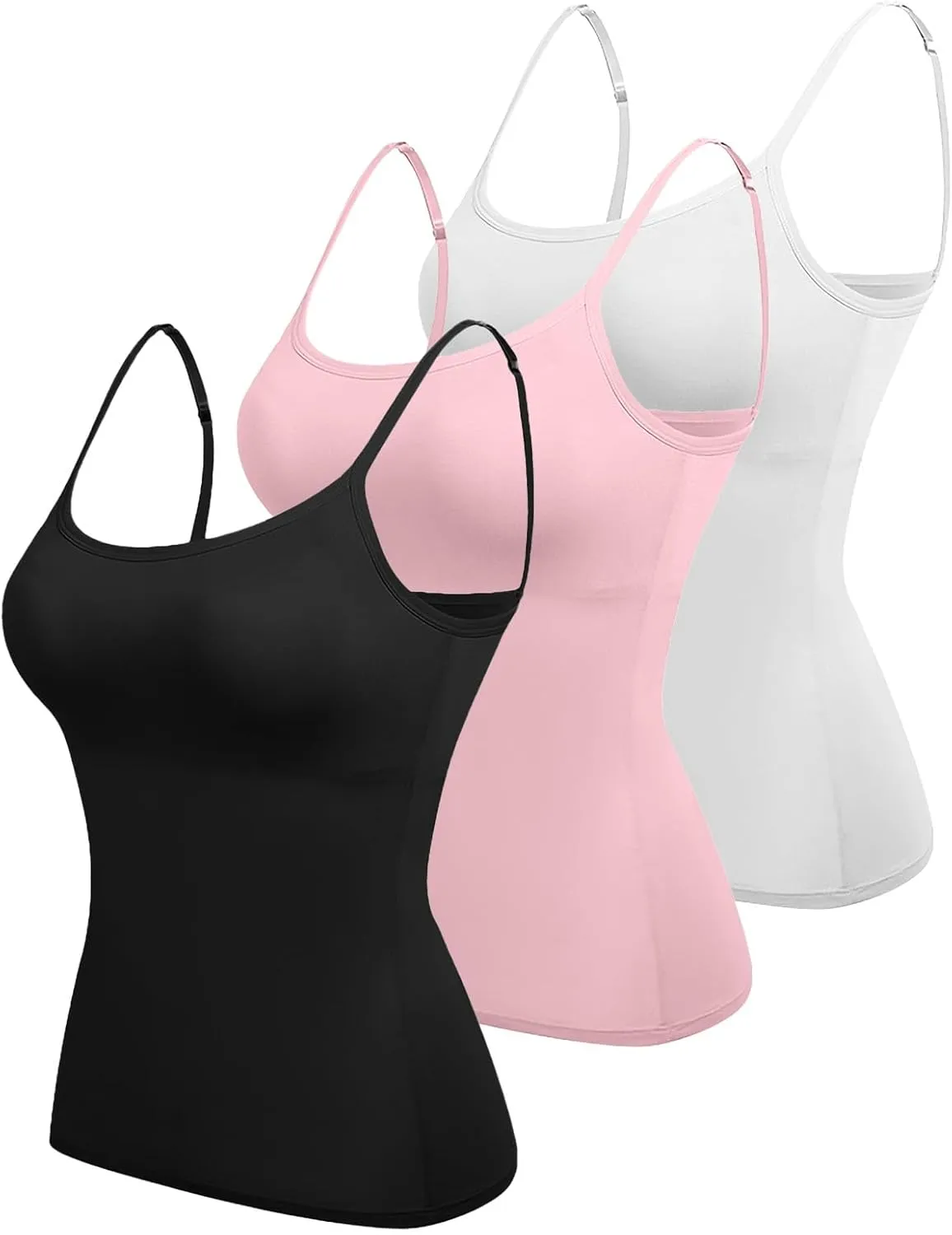 Womens Tank Top with Built in Bra Tank Tops for Women with Shelf Bra Cotton Wide Strap Camisole Yoga Cami Shirts
