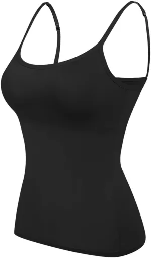 Womens Tank Top with Built in Bra Tank Tops for Women with Shelf Bra Cotton Wide Strap Camisole Yoga Cami Shirts