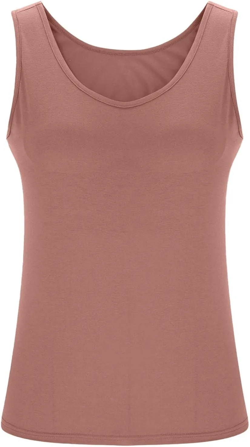 Womens Tank Tops with Built in Bra Plus Size Padded Camisole Shelf Bra Workout Yoga Shirt Casual Cotton Undershirt