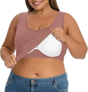 Womens Tank Tops with Built in Bra Plus Size Padded Camisole Shelf Bra Workout Yoga Shirt Casual Cotton Undershirt