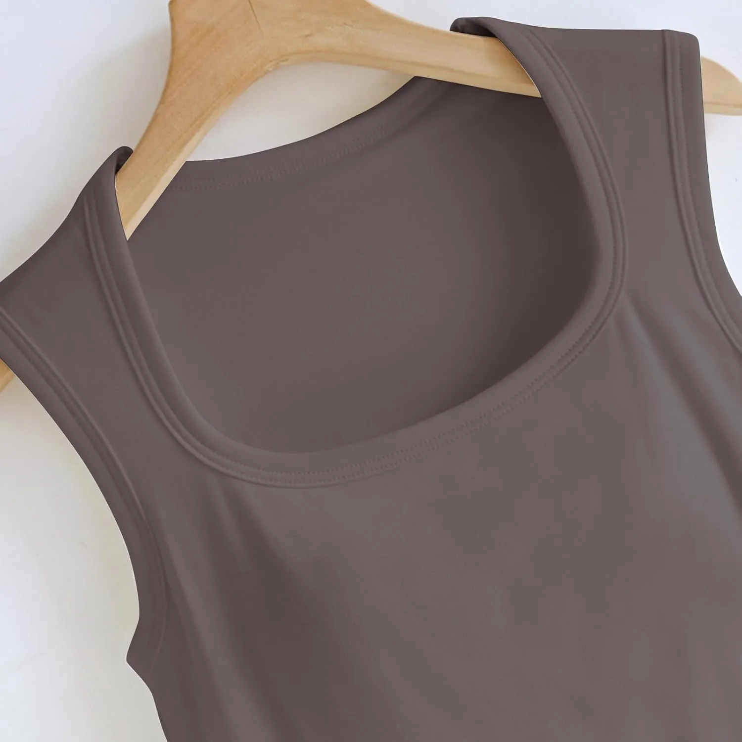 Womens Tank Tops with Built in Bra Summer Casual Basic Modal Padded Yoga Shirts Slim Fit Square Neck Camisoles Tees