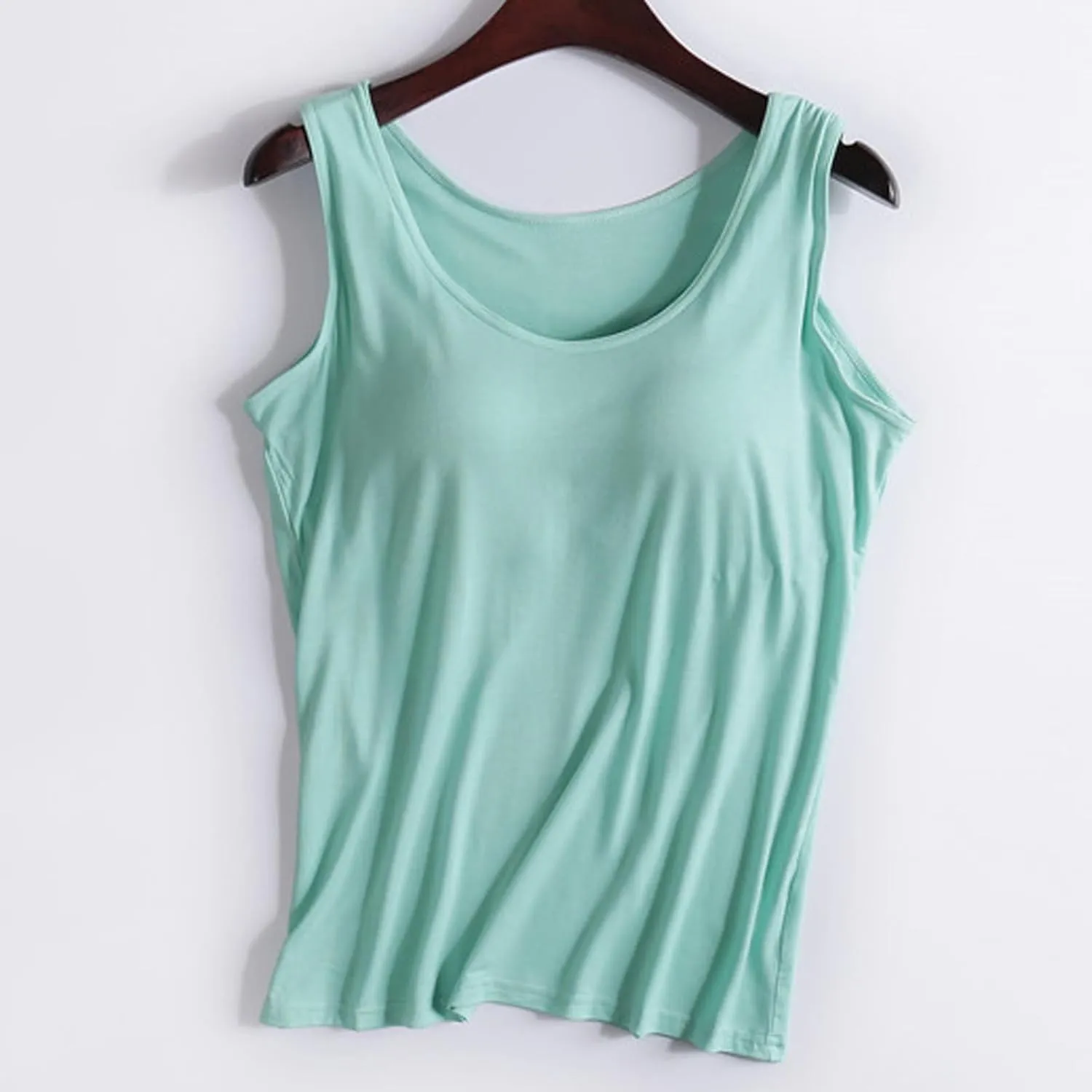 Womens Tank Tops with Built in Bras Padded 2024 Summer Casual Camisole Crewneck Sleeveless Cotton Workout Tanks