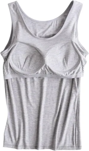 Womens Tank Tops with Built in Bras Padded 2024 Summer Casual Camisole Crewneck Sleeveless Cotton Workout Tanks